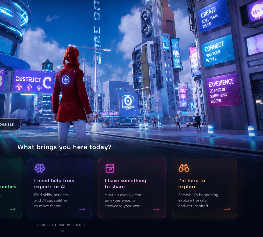Citizens gathering in Omniverse City